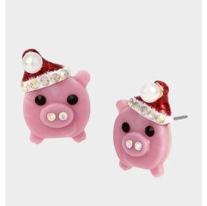 Betsey Johnson Santa pig stud Earrings